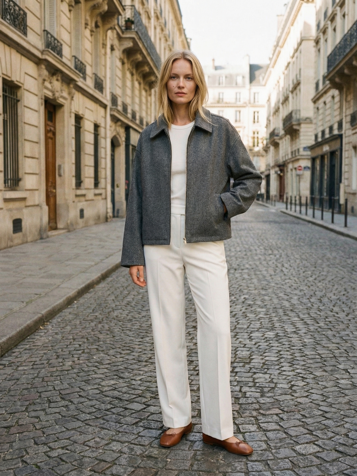 Φθινοπωρινό Μινιμαλιστικό Μπουφάν με Φερμουάρ και Πέτο σε Μαλλί, σε Φθινοπωρινό Στυλ