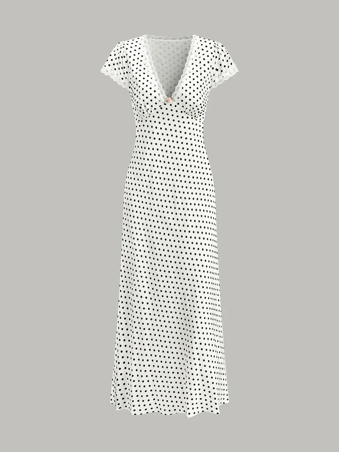 Φόρεμα πουά με δαντέλα - LA FEMME WANDERER