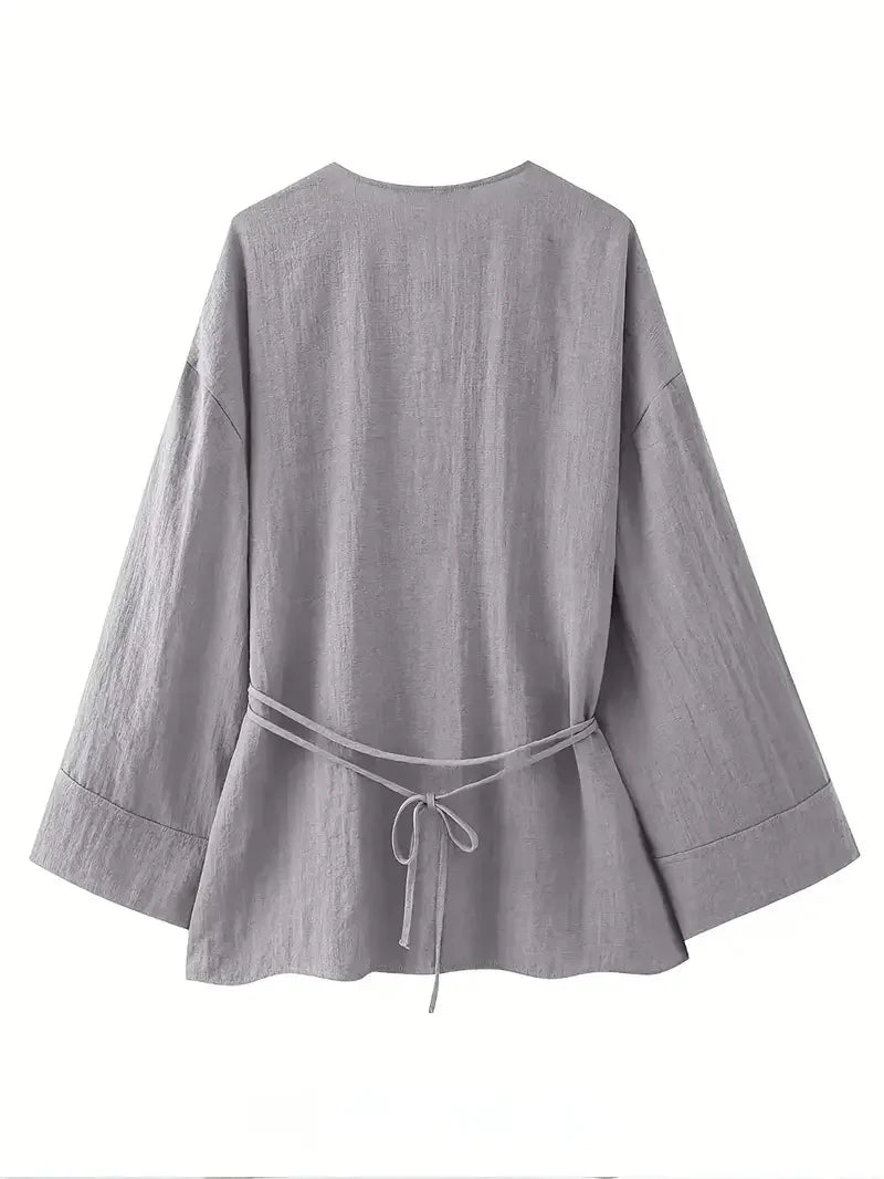 Κομψό πανωφόρι κιμονό με σταυρωτό στήθος - LA FEMME WANDERER