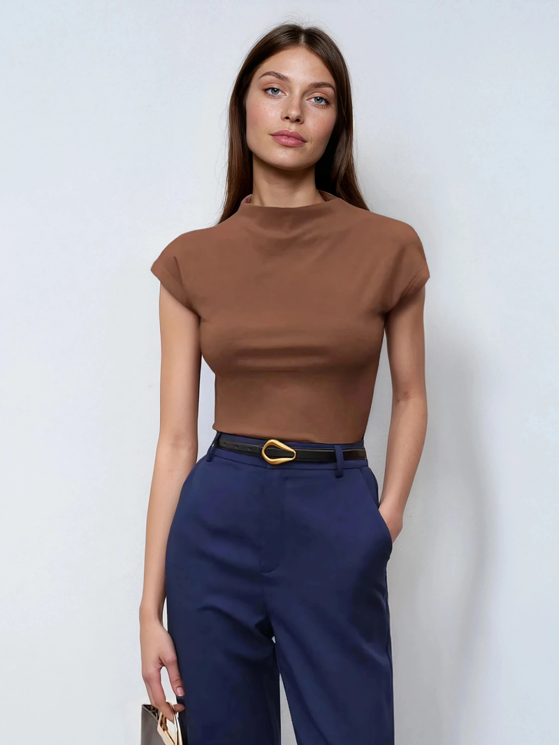 Μπλούζα με μανίκια Batwing με κολάρο Stand για γραφείο και σχολείο