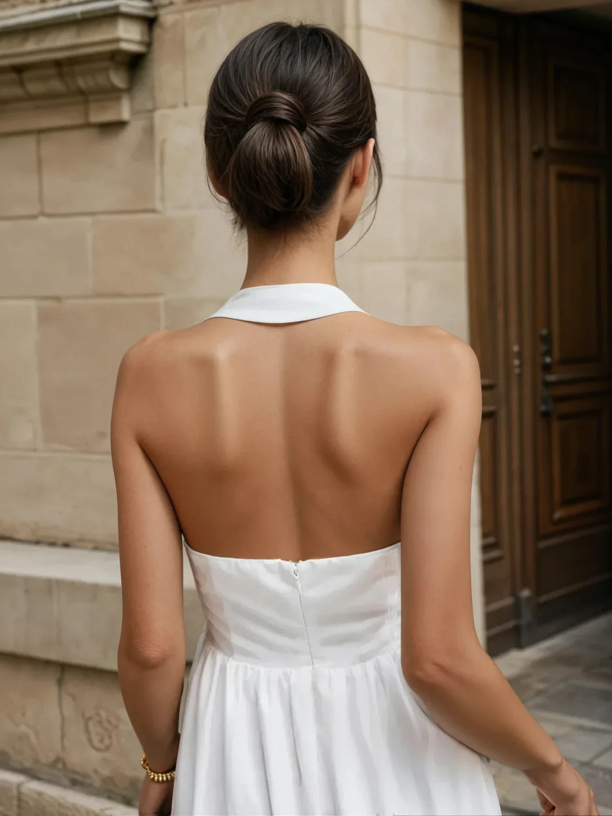 Απλό και κομψό μακρύ φόρεμα σε γραμμή A από βαμβάκι και λινό - LA FEMME WANDERER