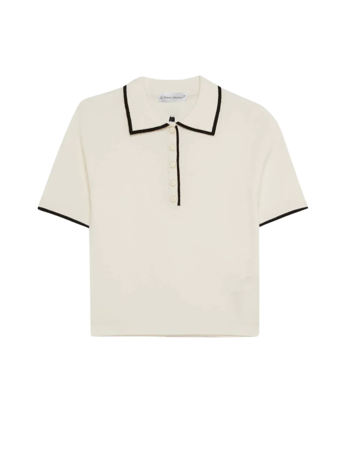 Πλεκτό τοπ με μεταλλικά κουμπιά και τελείωμα σε αντίθεση - LA FEMME WANDERER