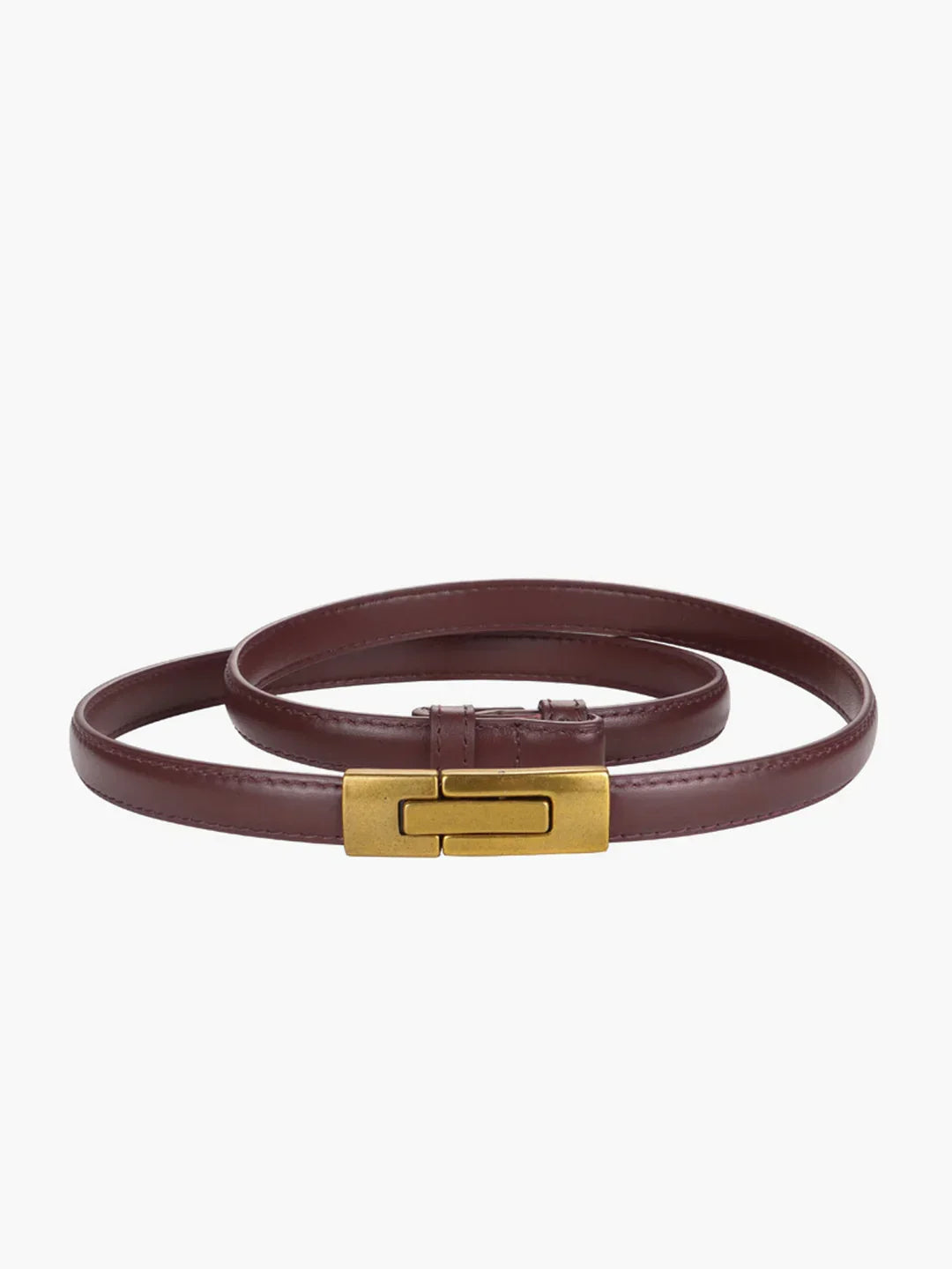 Leather Vintage Magnet Closure Slim Belt - LA FEMME WANDERER