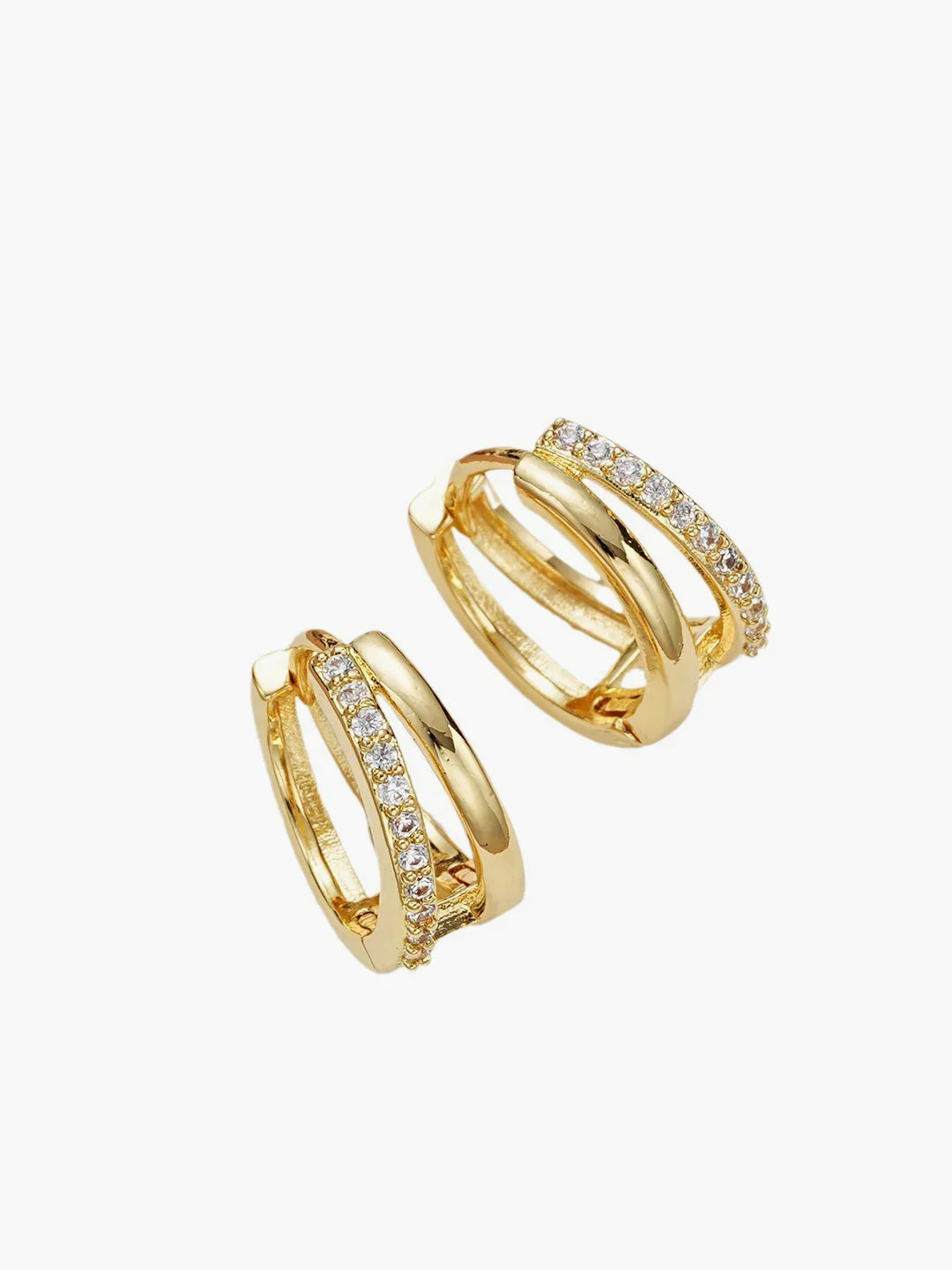 Double Hoop Rhinestone Earrings - LA FEMME WANDERER