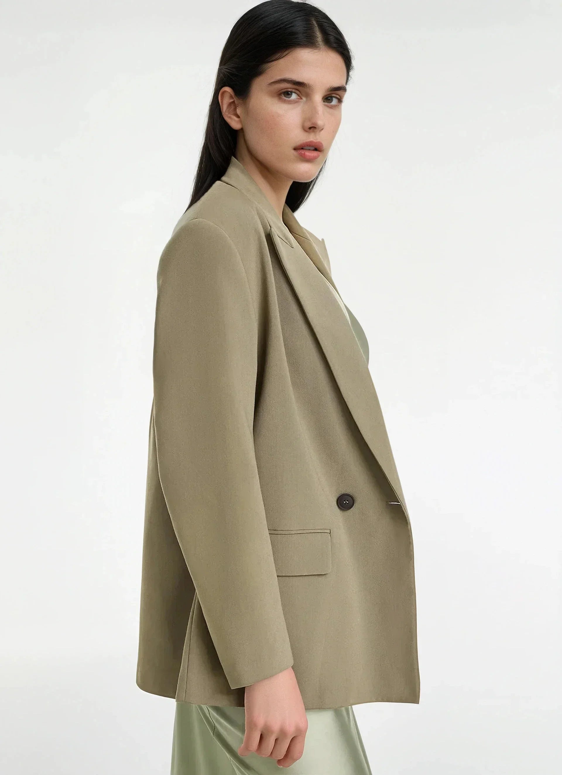 Double Breasted Peak Lapel Blazer - LA FEMME WANDERER