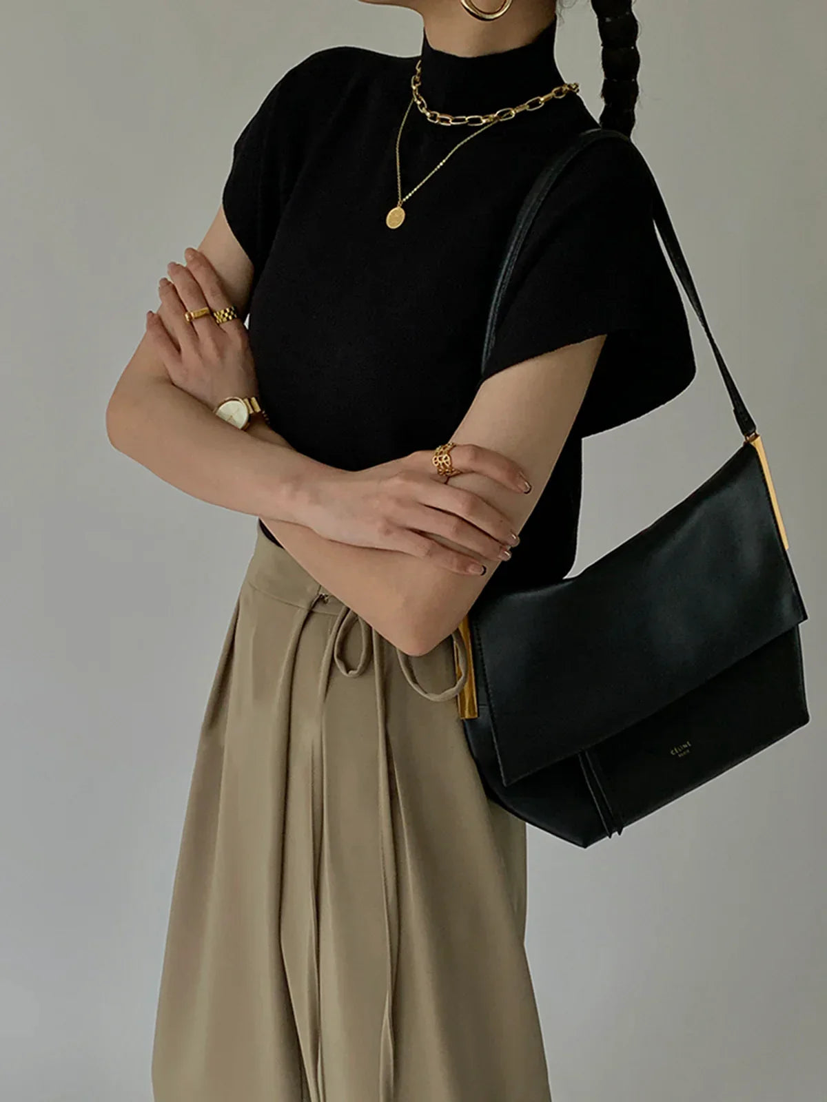 Γιλέκο με άνετη, μονόχρωμη μπλούζα και πουλόβερ - LA FEMME WANDERER