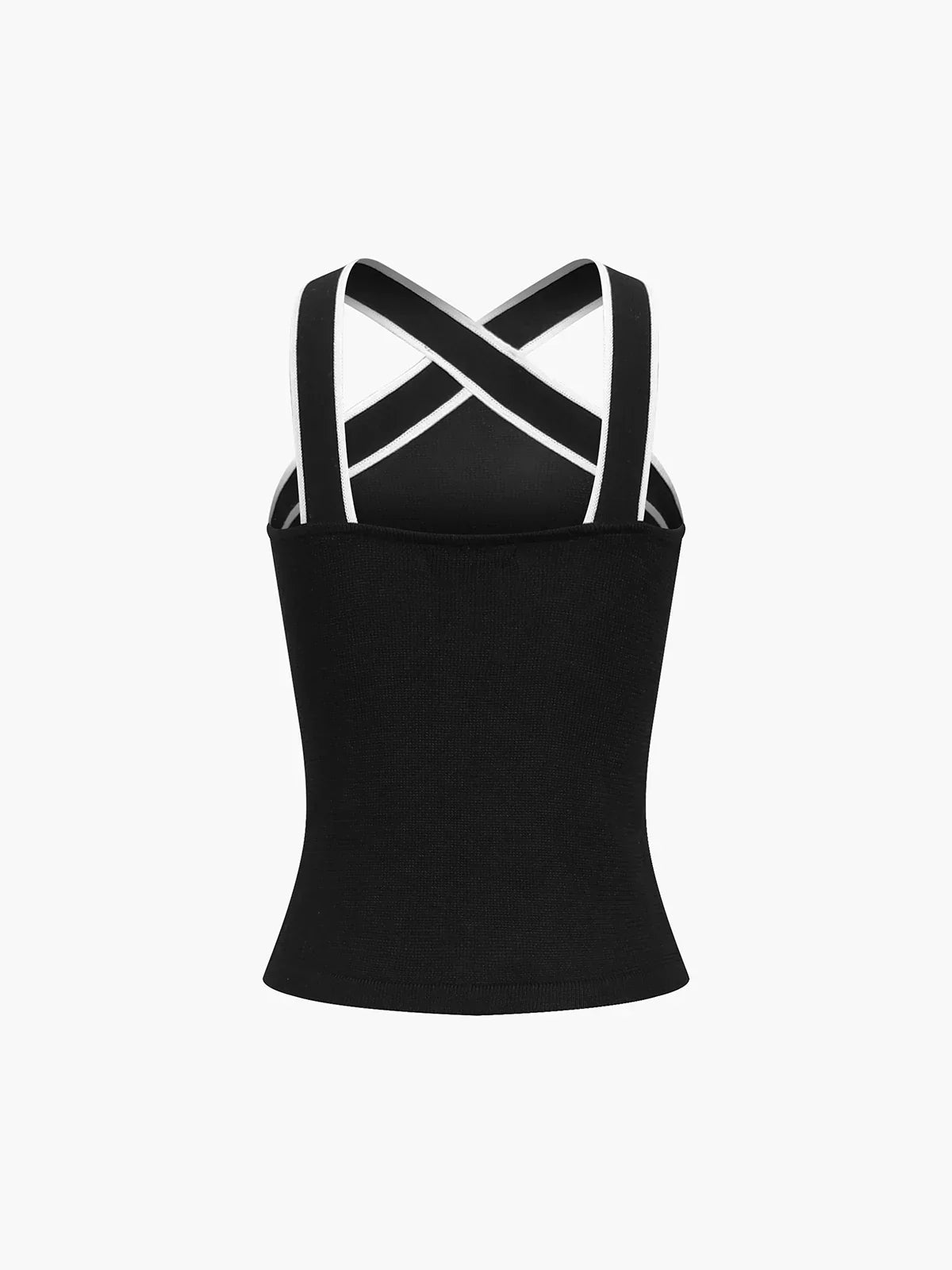 Contrast Color Cross V-neck Sling Top - LA FEMME WANDERER