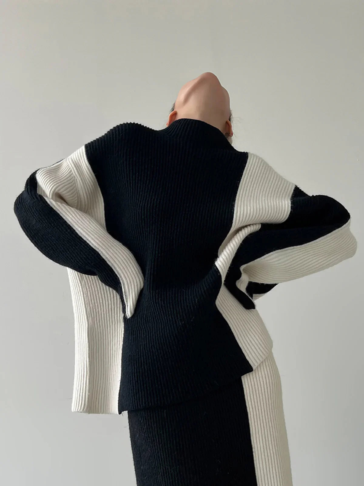 Σετ πλεκτής φούστας δύο τεμαχίων με ρίγες - LA FEMME WANDERER