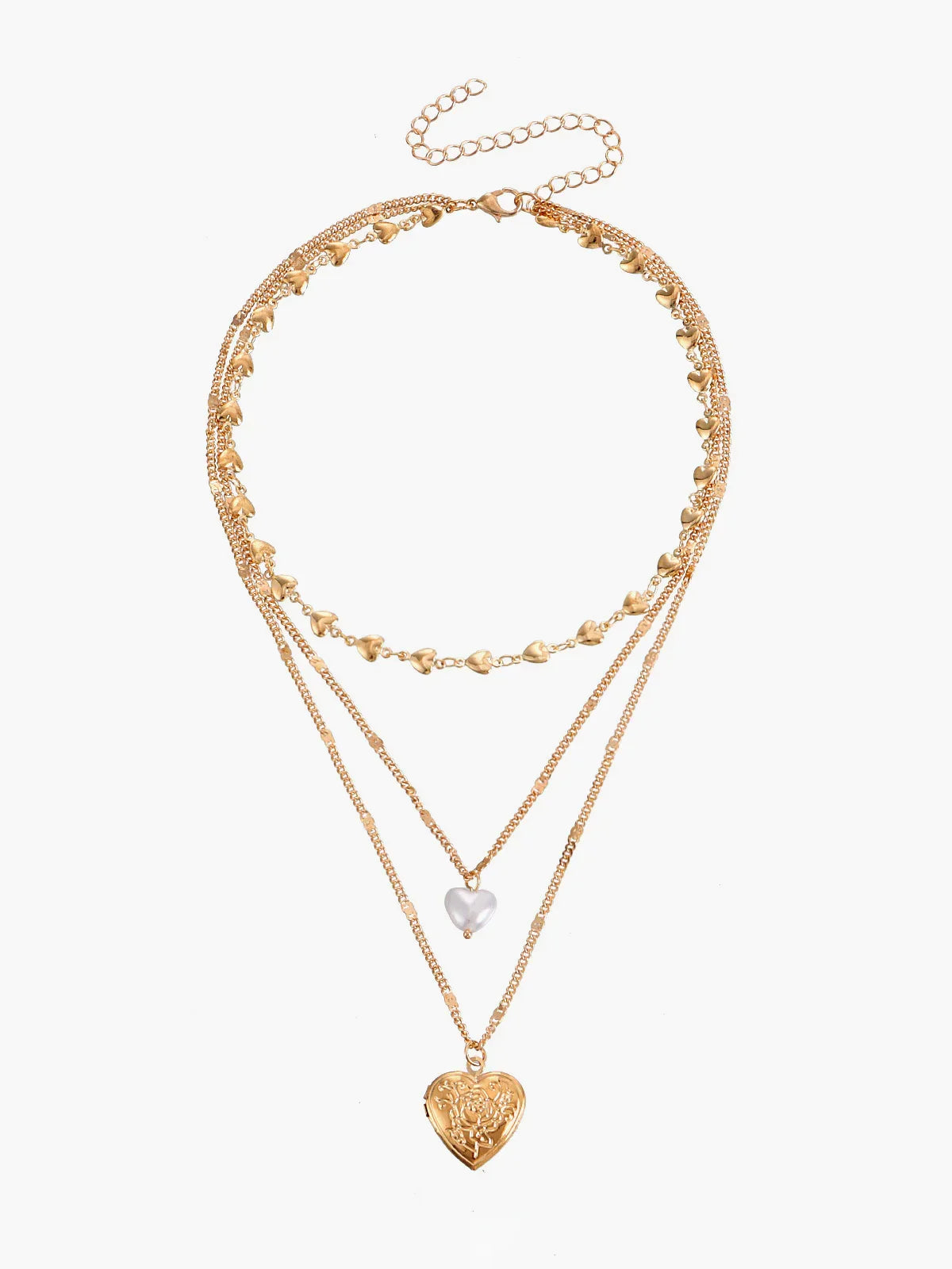 Triple Layered Heart Charm Necklace - LA FEMME WANDERER