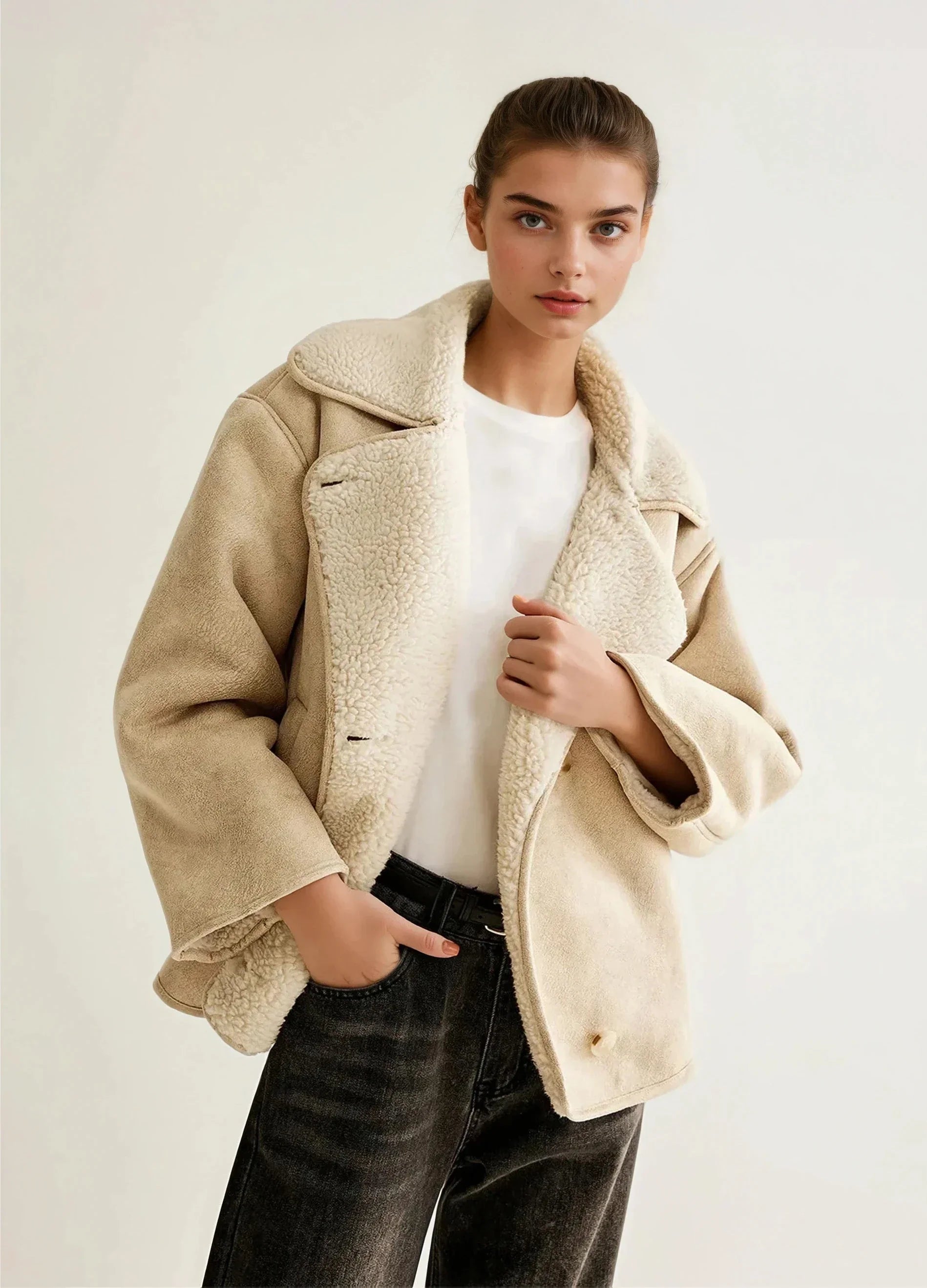 Φλις μπουφάν με κουμπιά από μείγμα κασμίρ - LA FEMME WANDERER