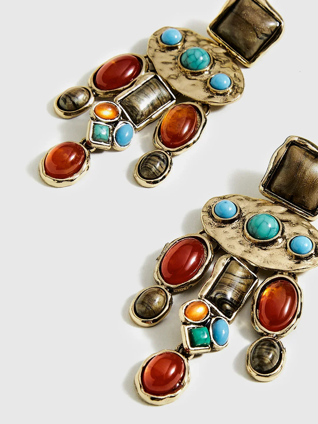 Boho Chic Colorful Gemstones Pendant Earrings - LA FEMME WANDERER