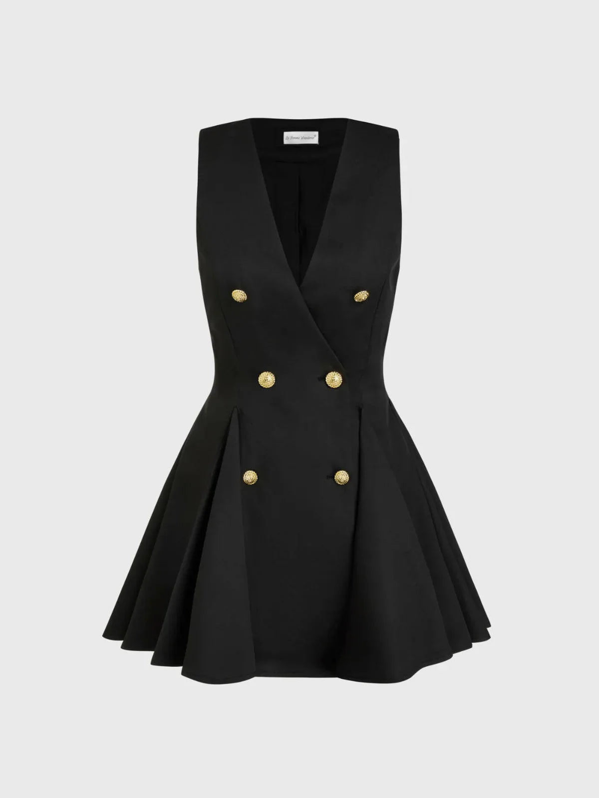 V-neck Solid Button Ruffle Hem Mini Dress - LA FEMME WANDERER