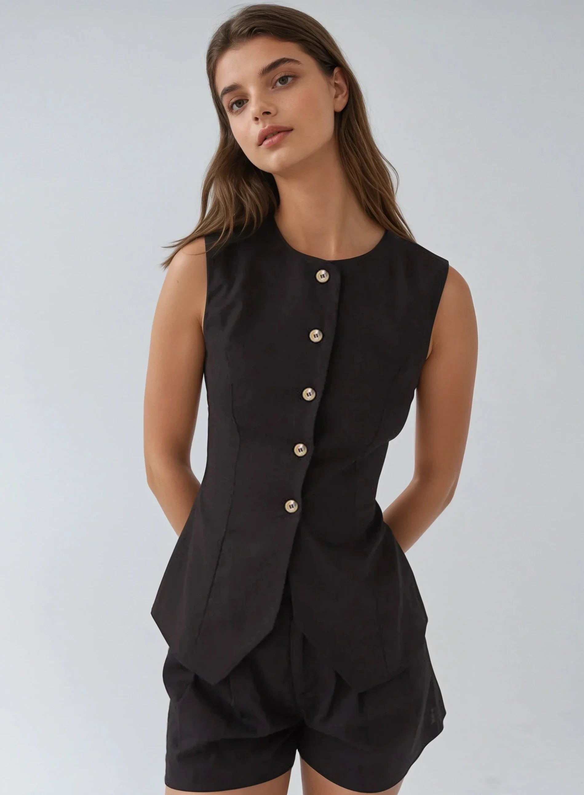 Always In Love Linen Sleeveless Vest - LA FEMME WANDERER