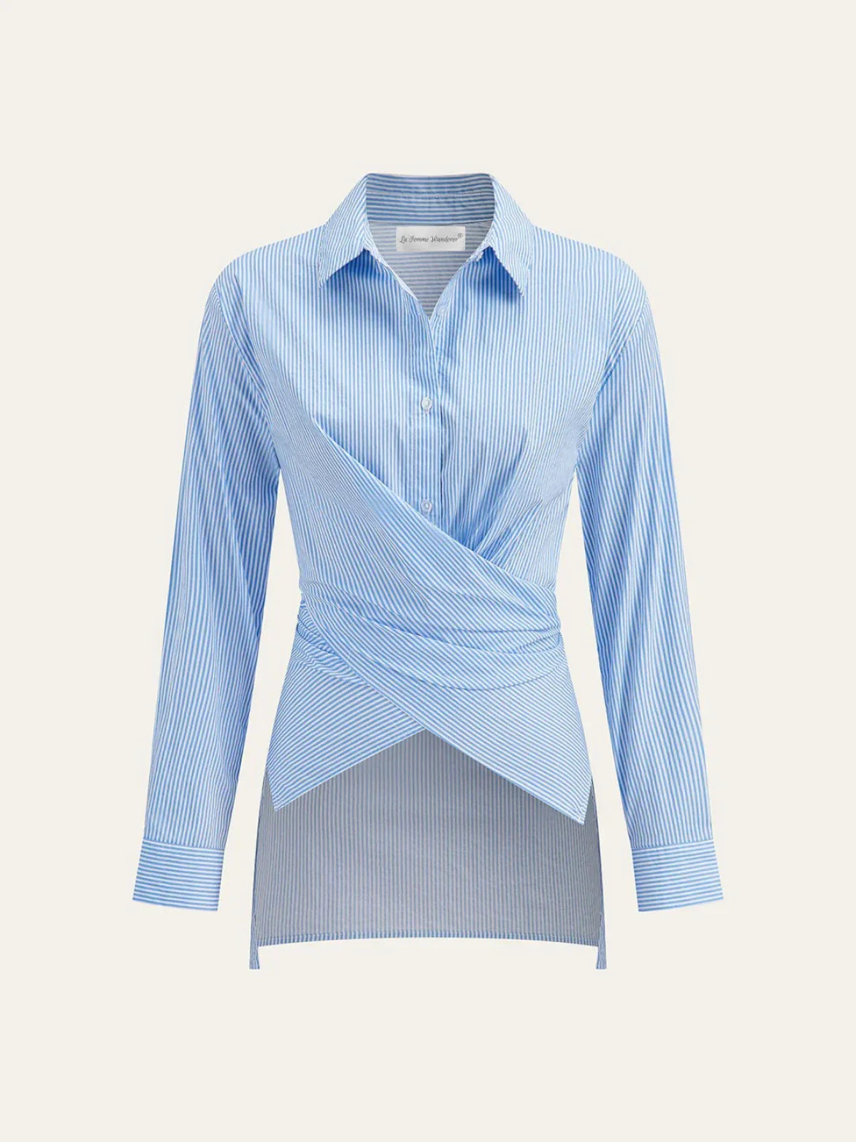 Fashion Loose Striped Lace-up Multi-color Long Sleeve Shirt - LA FEMME WANDERER