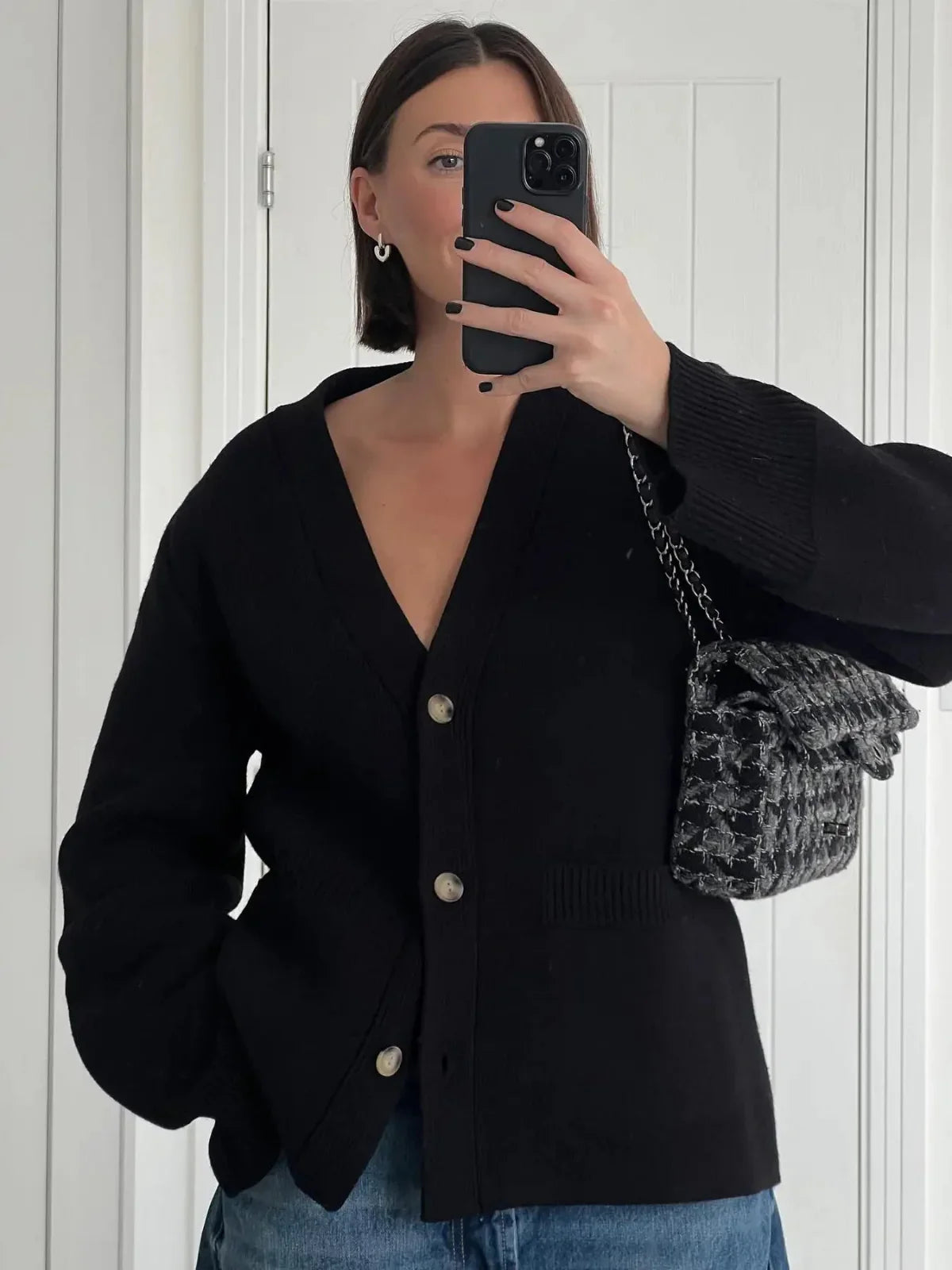 All-match V-neck Long-sleeved Knitted Cardigan - LA FEMME WANDERER