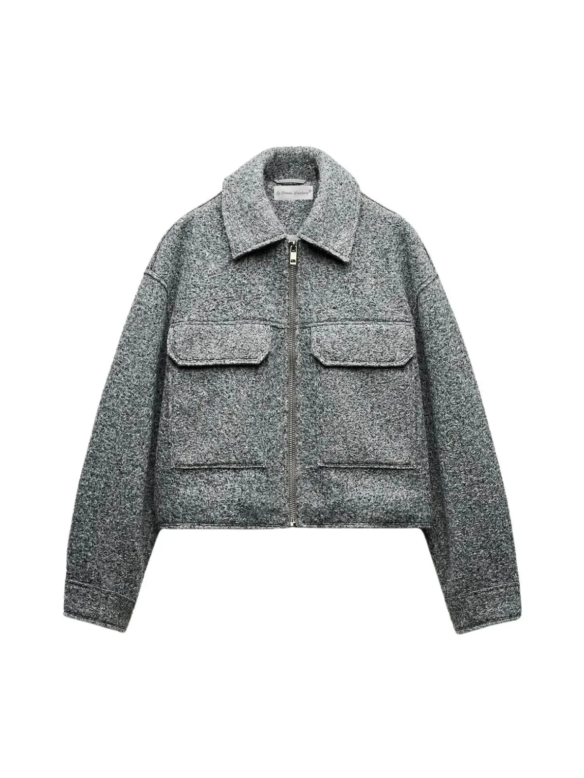 Casual Style Bouclé Grey Jacket - LA FEMME WANDERER