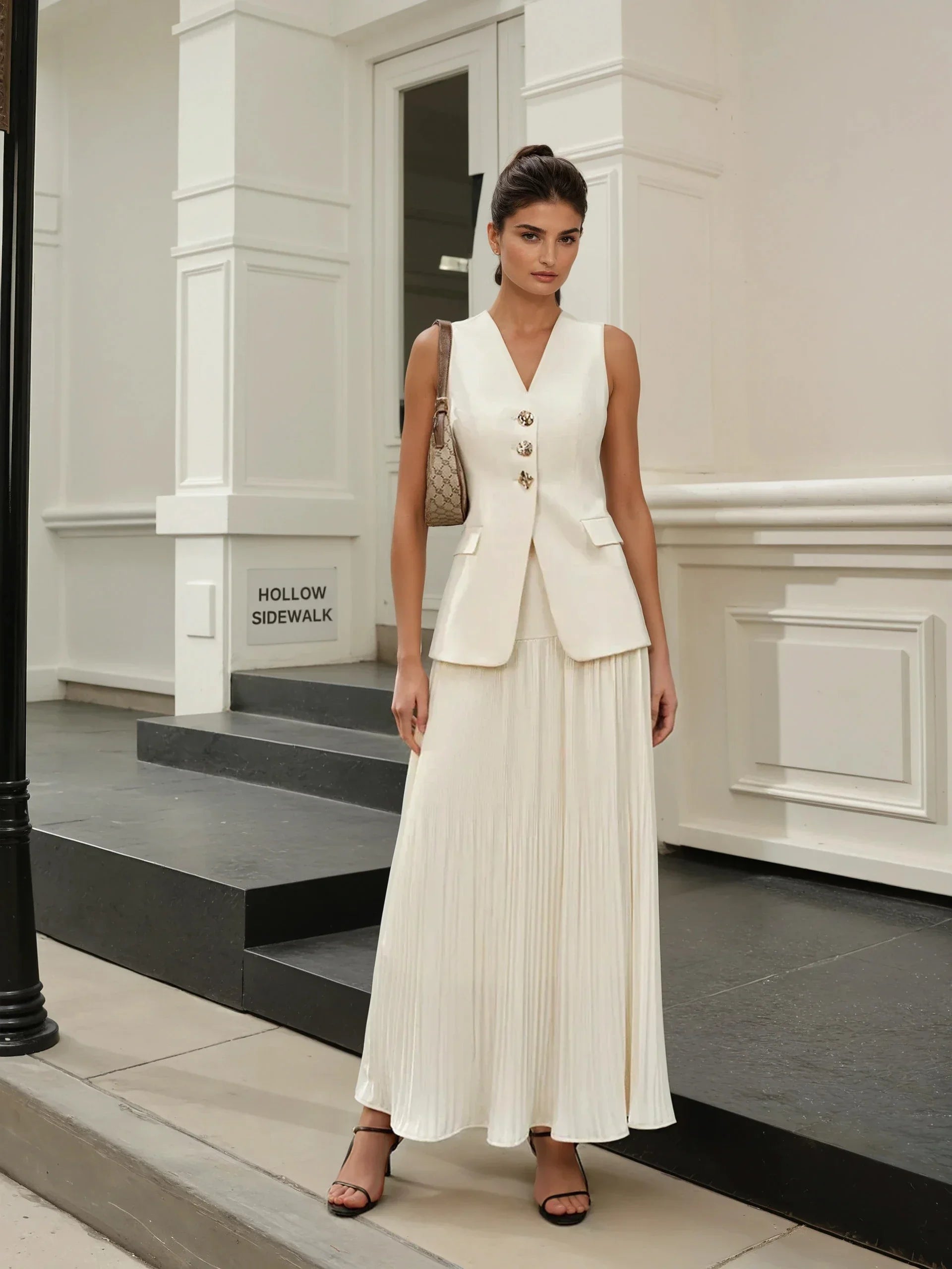 Κομψή φούστα με πλισέ μέση και μεσαίο τελείωμα - LA FEMME WANDERER