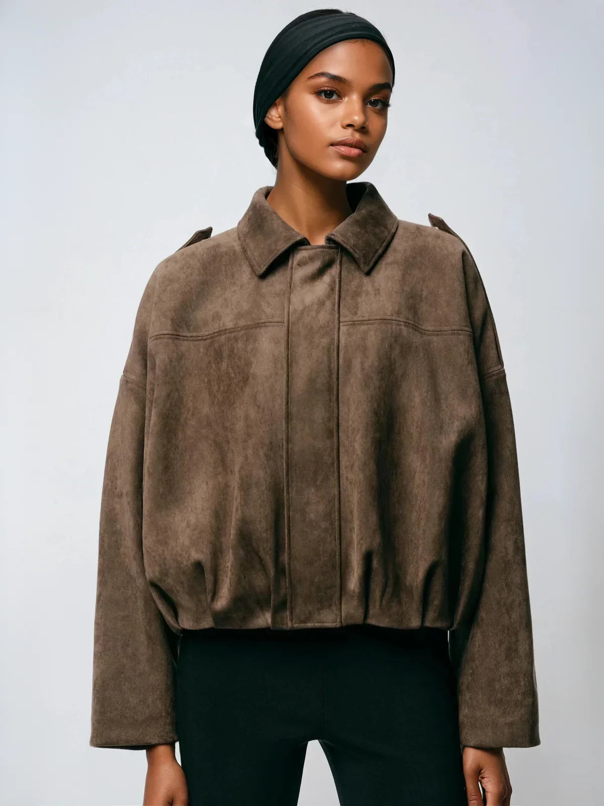 Μπουφάν Pilot από σουέτ υψηλής ποιότητας με μανίκια Batwing - LA FEMME WANDERER