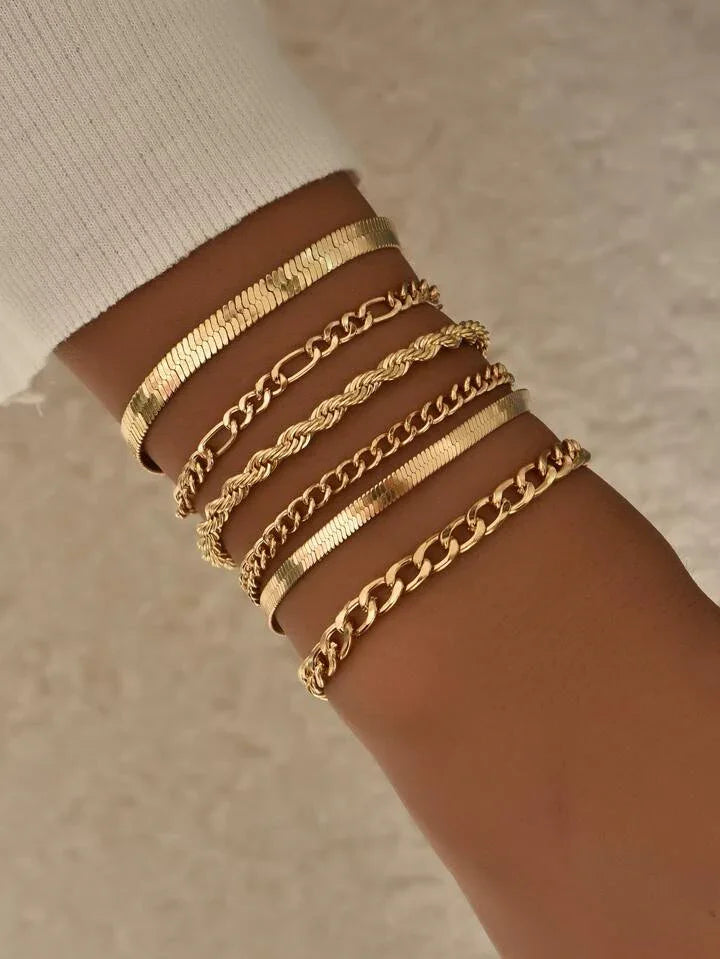 Golden Glow Stack – 6-Piece Bracelet Set - LA FEMME WANDERER