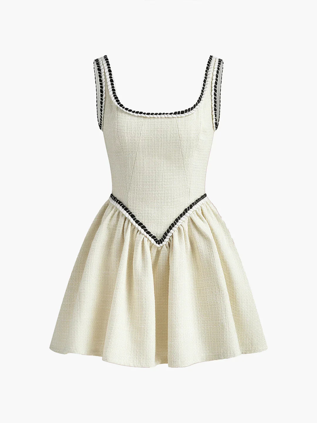 Κομψό φόρεμα από τουίντ με πλισέ τιράντες - LA FEMME WANDERER