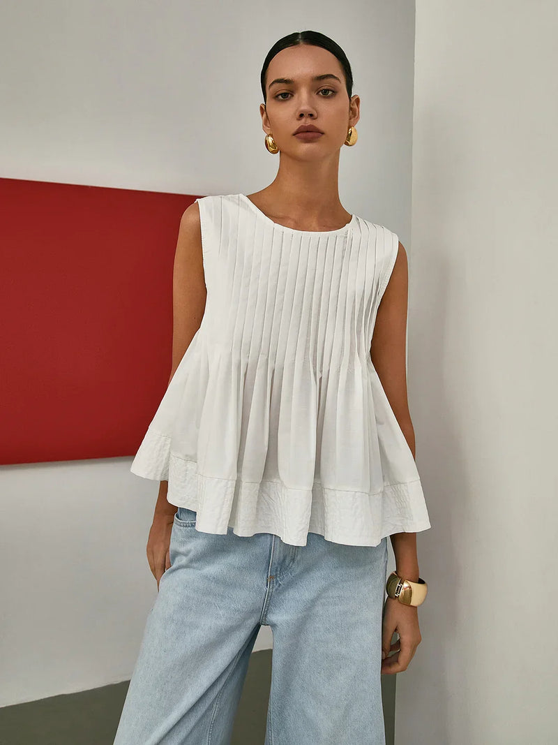 Πλισέ αμάνικη μπλούζα Peplum