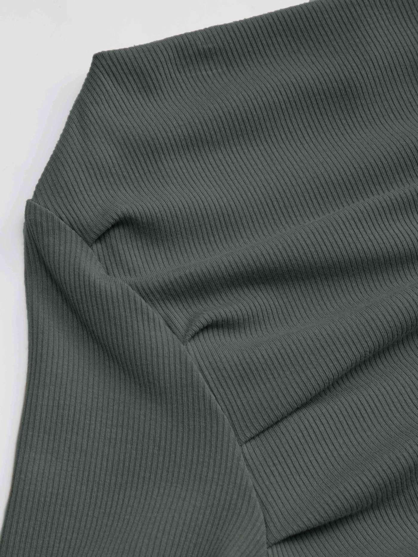 Solid Asymmetrical Neck Long Sleeve Top - LA FEMME WANDERER