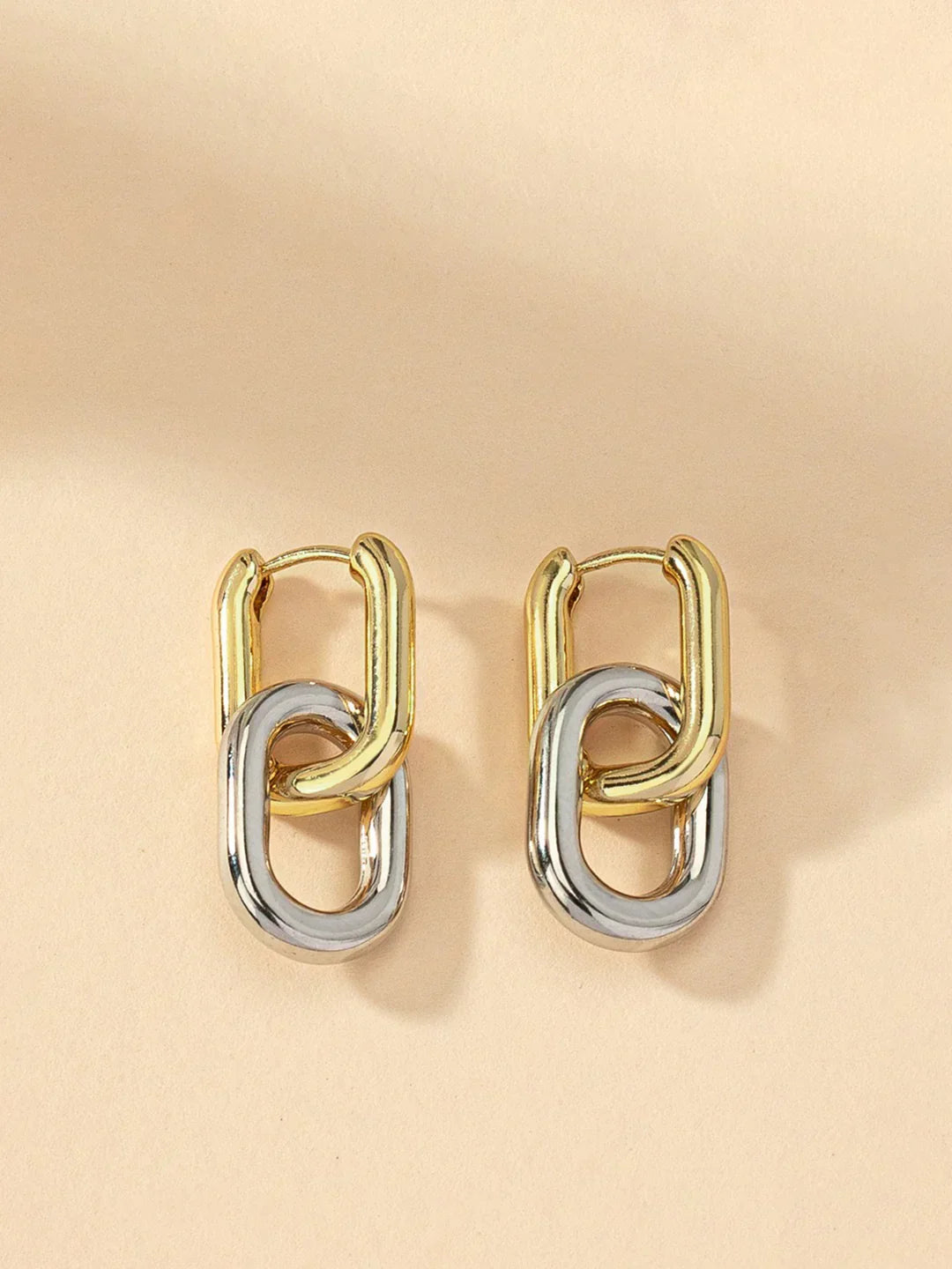 Lantern Ring Two-Tone Hoop Drop Earrings - LA FEMME WANDERER