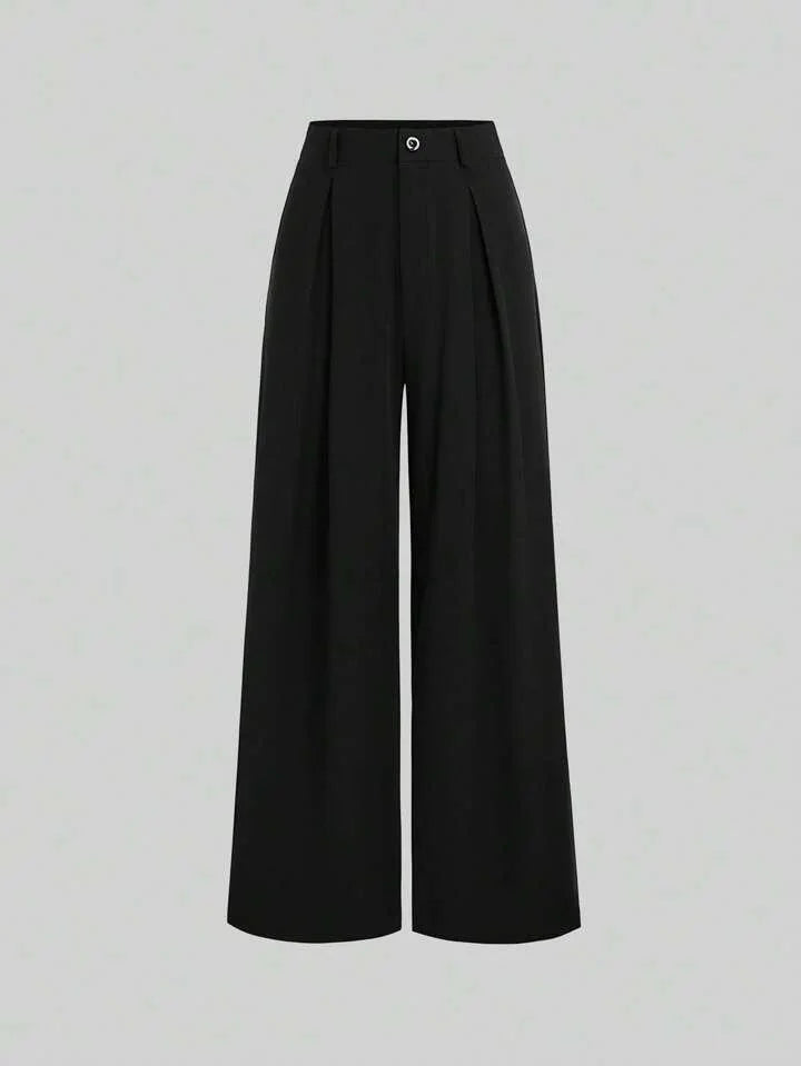 High-Waisted Wide‑Leg Black Trousers