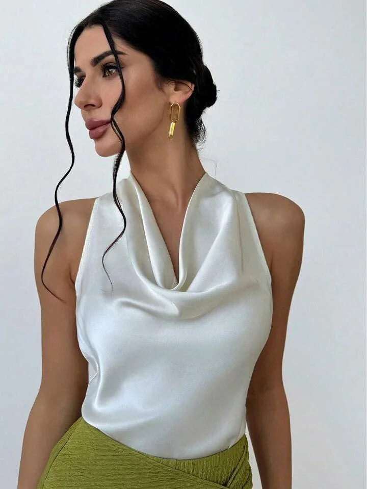 Always Elegant Halter Neck Backless Top - LA FEMME WANDERER