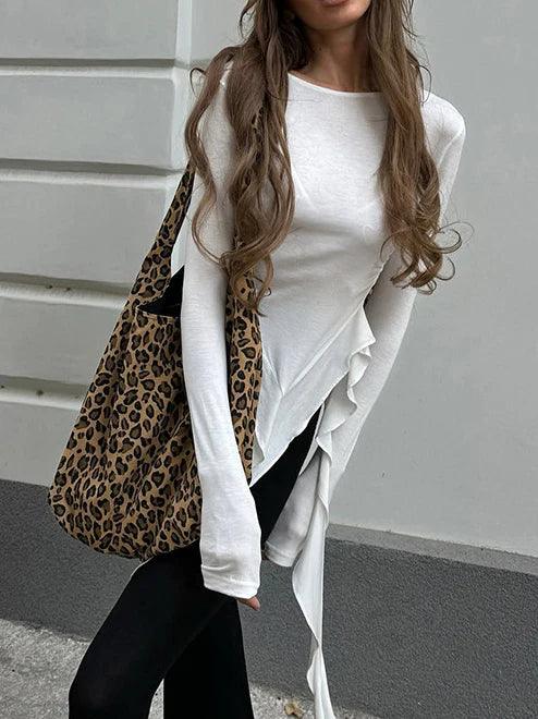 Μοντέρνα Muse Asymmetrical Ruffle Μπλούζα - LA FEMME WANDERER