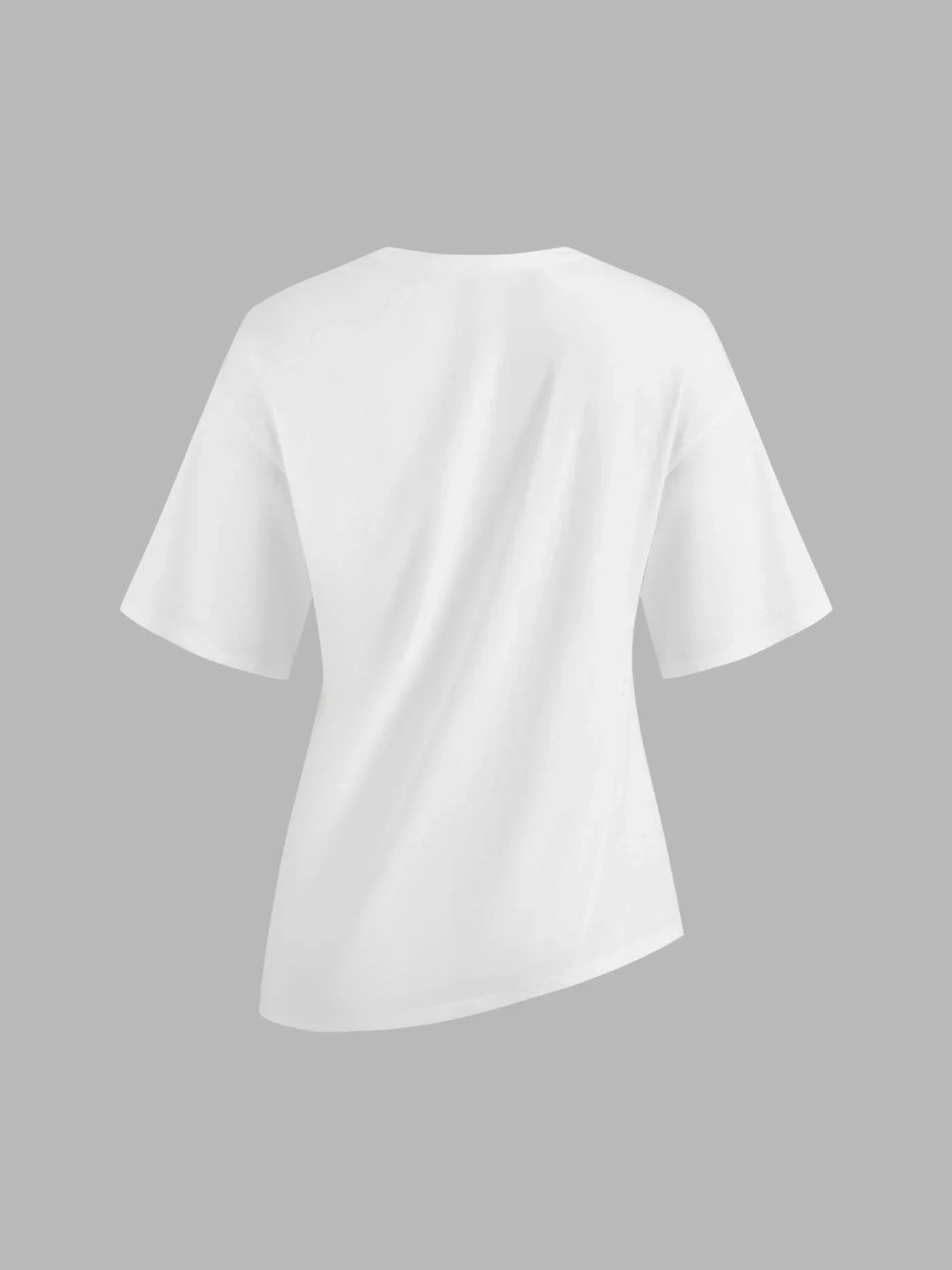 Smart Casual Cotton-blend Asymmetrical Hem Tee - LA FEMME WANDERER