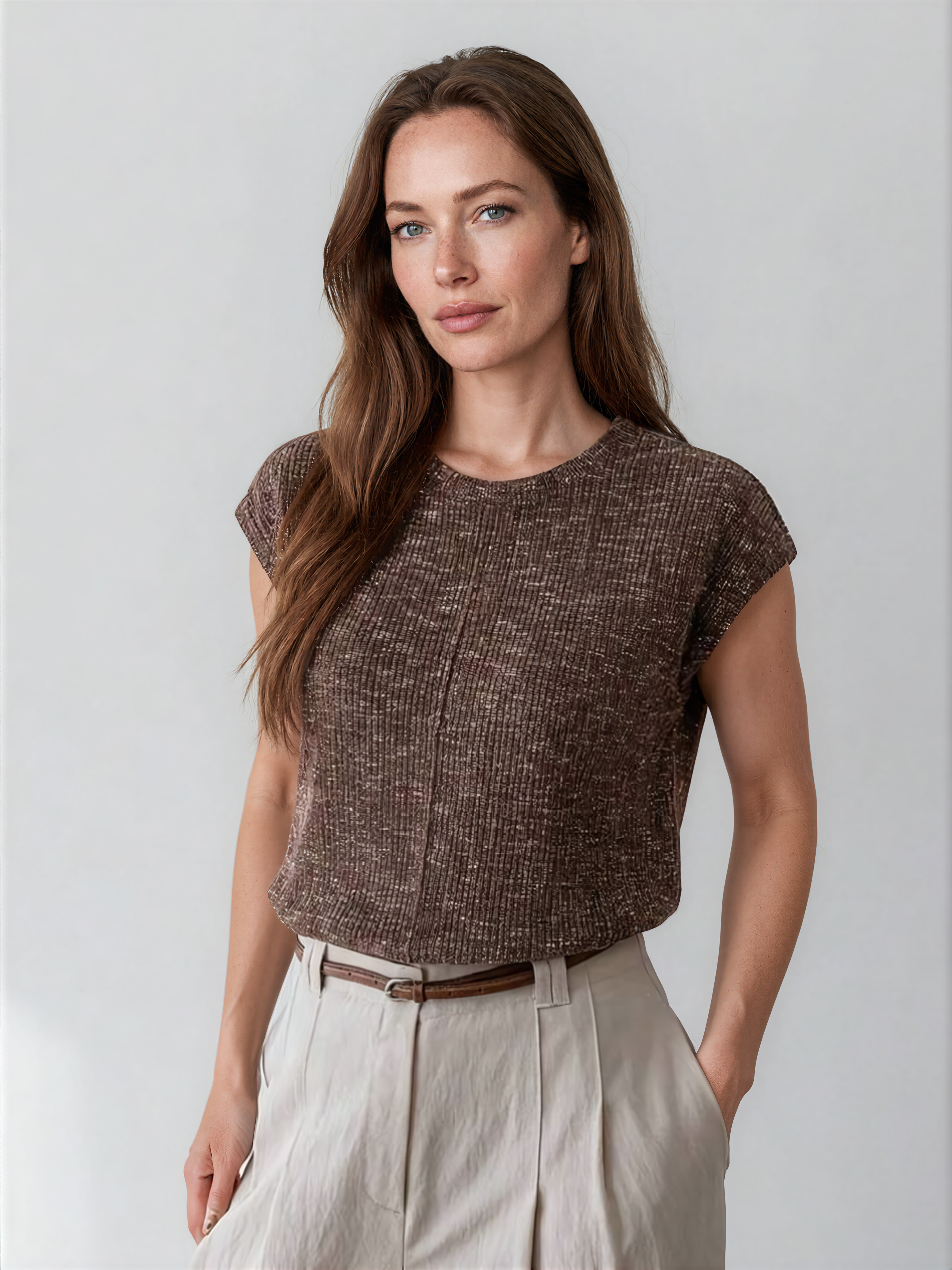 Soft-Touch Minimal Knit Tee for Elevated Everyday Wear