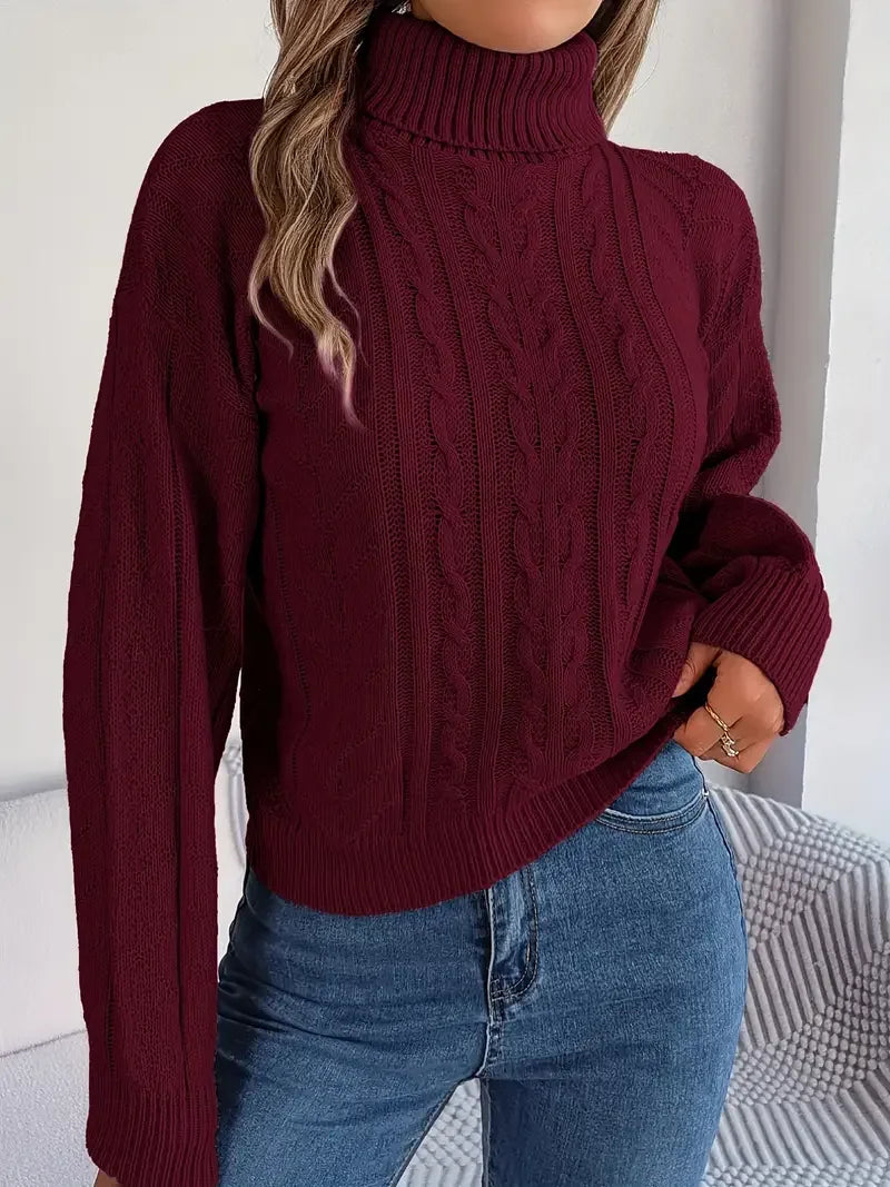 Collar Twist Knitted Pullover Sweater
