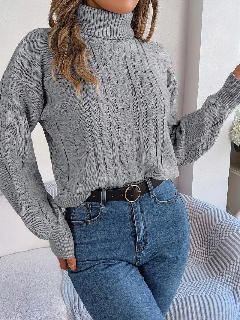 Collar Twist Knitted Pullover Sweater - LA FEMME WANDERER