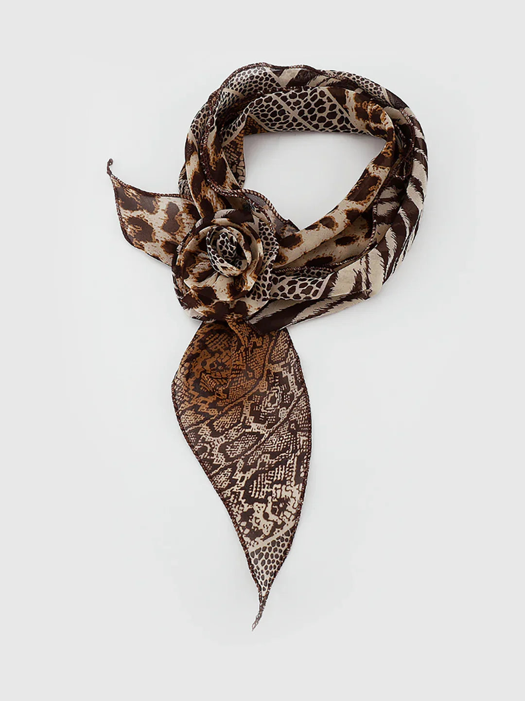 Animal Print Rose Chiffon Scarf - LA FEMME WANDERER