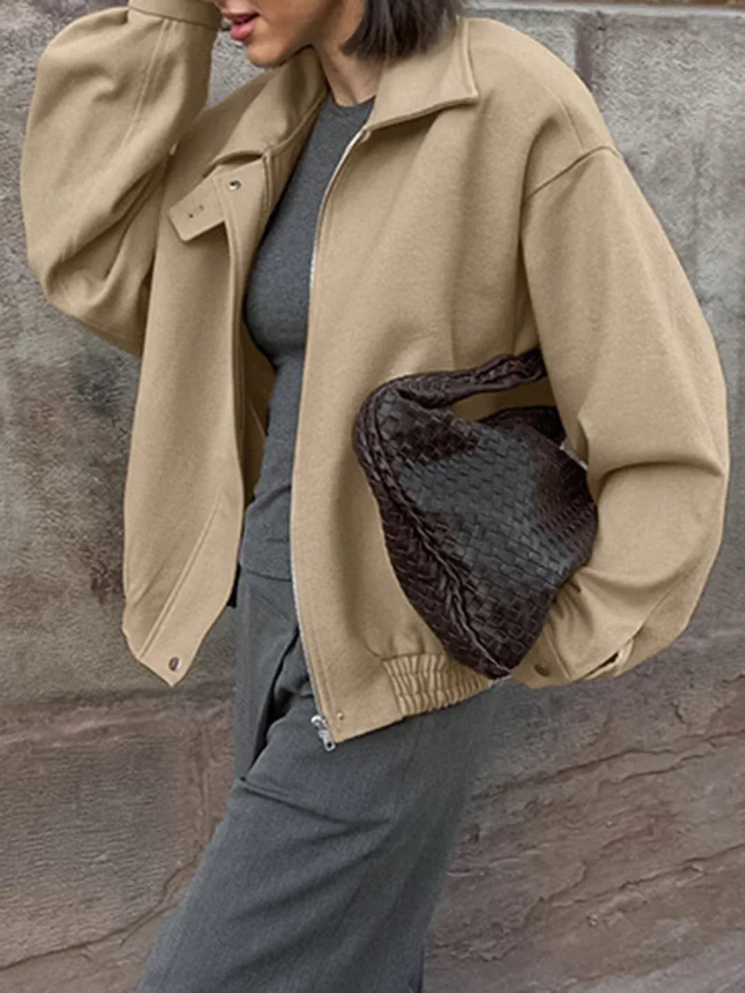 Μπουφάν Leisure Plain Zip Polo - LA FEMME WANDERER