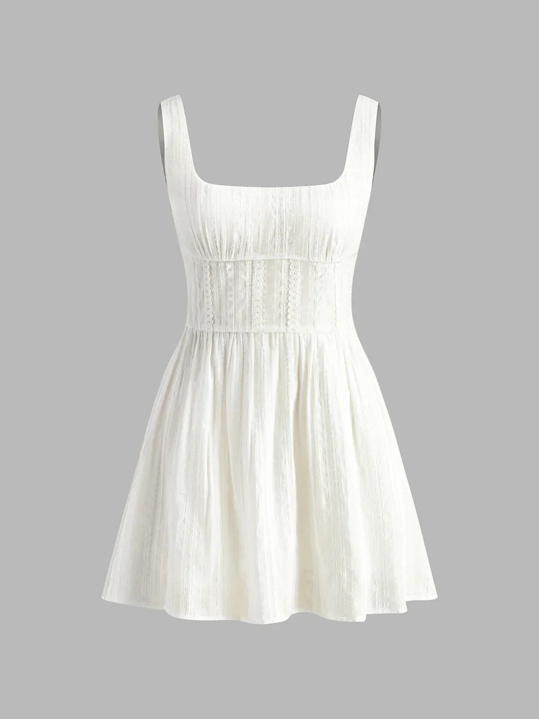 Ημιδιάφανο, μονόχρωμο, κοντό φόρεμα με τετράγωνη λαιμόκοψη - LA FEMME WANDERER