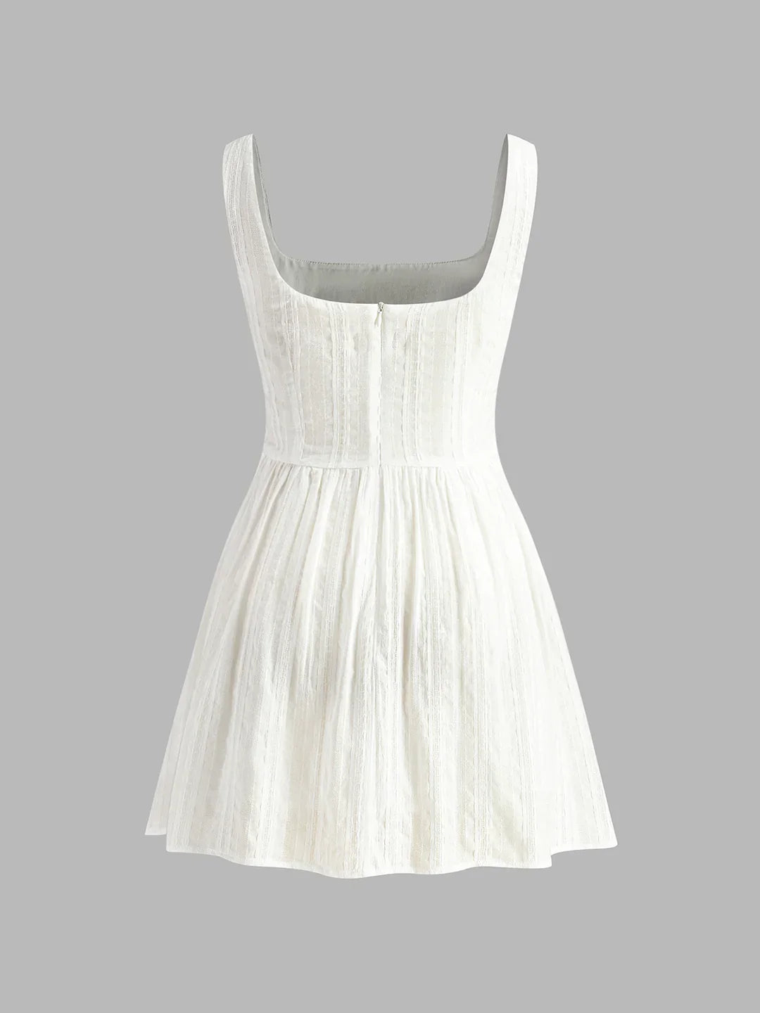 Ημιδιάφανο, μονόχρωμο, κοντό φόρεμα με τετράγωνη λαιμόκοψη - LA FEMME WANDERER