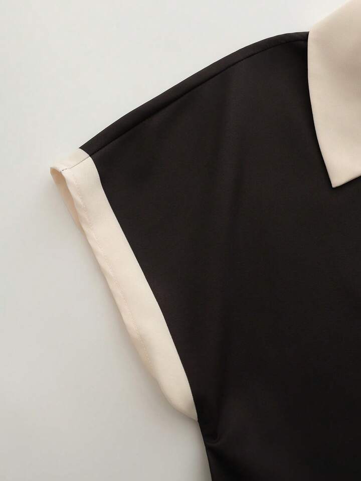 Contrast Panel Short Sleeve Blouse – Sophisticated Everyday Fashion