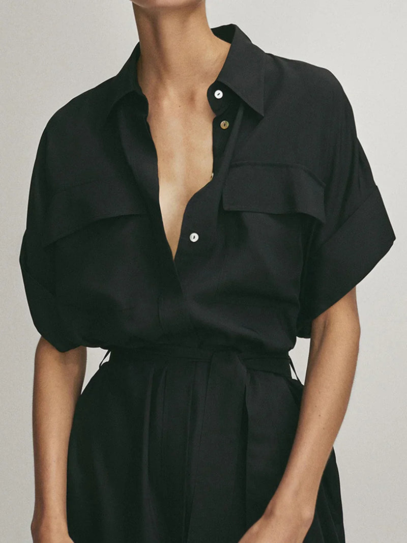 Φόρεμα μίντι με τσέπες και δετό πόλο Always Elegant