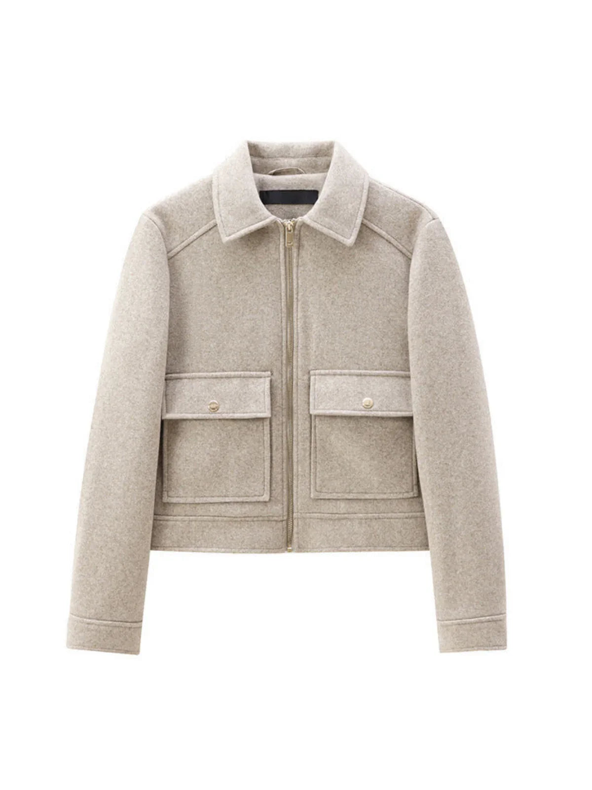 Tweed Lapel Zipper Jacket - LA FEMME WANDERER