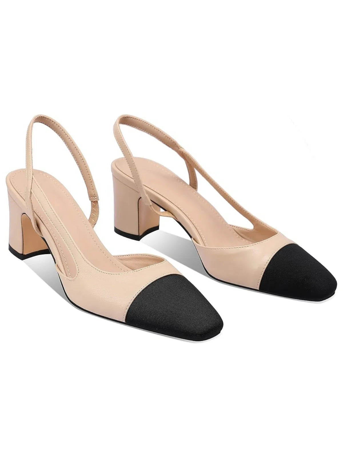 Classic Duo-Tone Slingback Heels - LA FEMME WANDERER