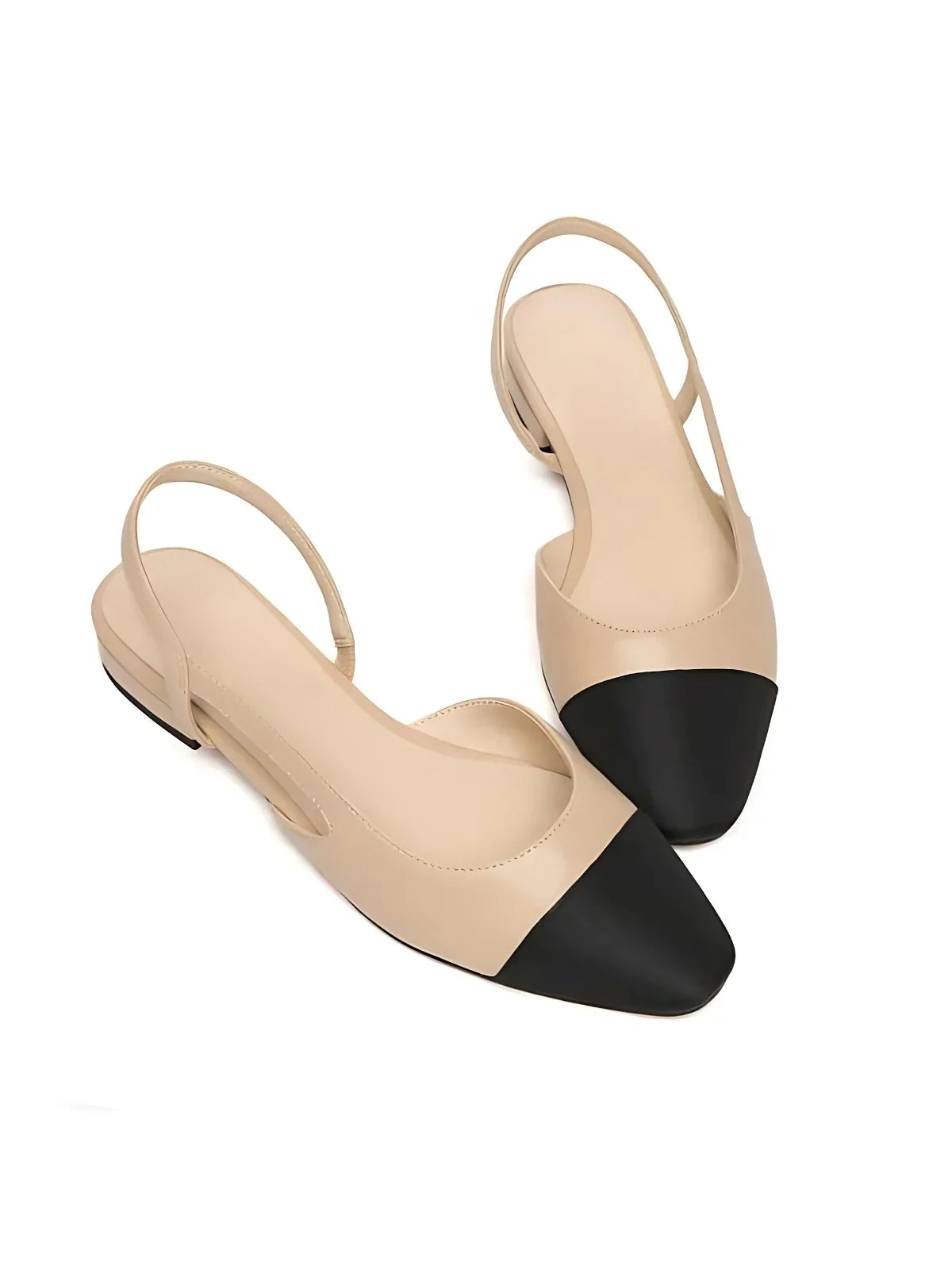 Κομψά παπούτσια με χαμηλό τακούνι και slingback σε αντίθεση - LA FEMME WANDERER