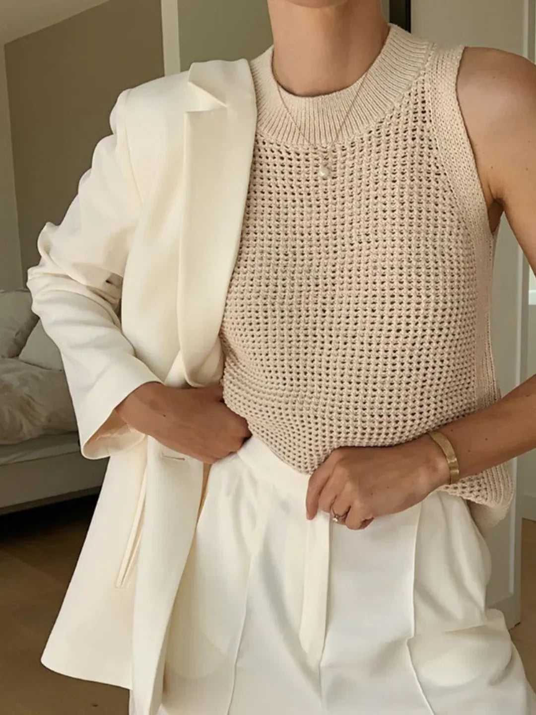 All-match Solid Knit Tank Top - LA FEMME WANDERER