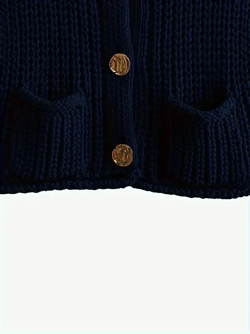 Κοντό πλεκτό γιλέκο με τσέπες και μανίκια - LA FEMME WANDERER