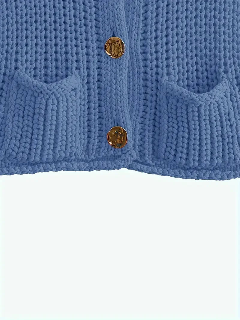 Κοντό πλεκτό γιλέκο με τσέπες και μανίκια - LA FEMME WANDERER