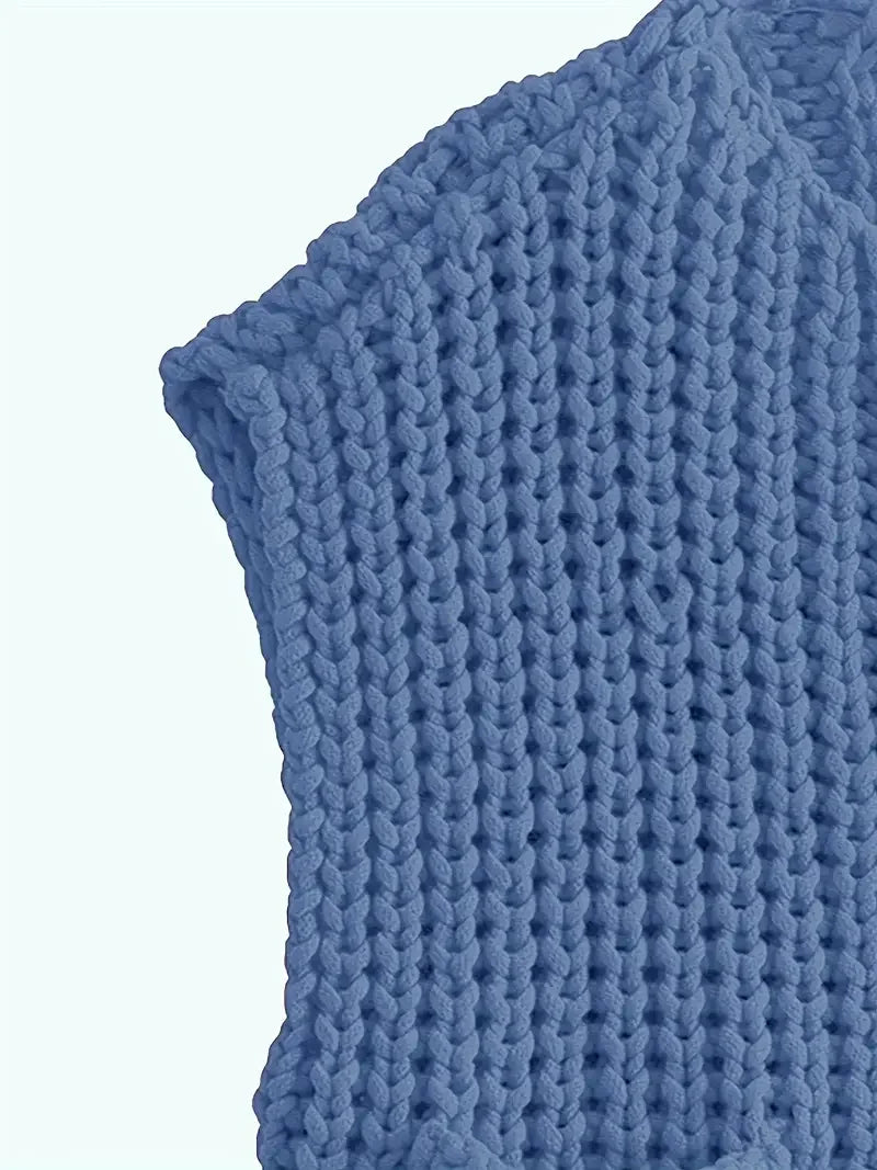 Κοντό πλεκτό γιλέκο με τσέπες και μανίκια - LA FEMME WANDERER