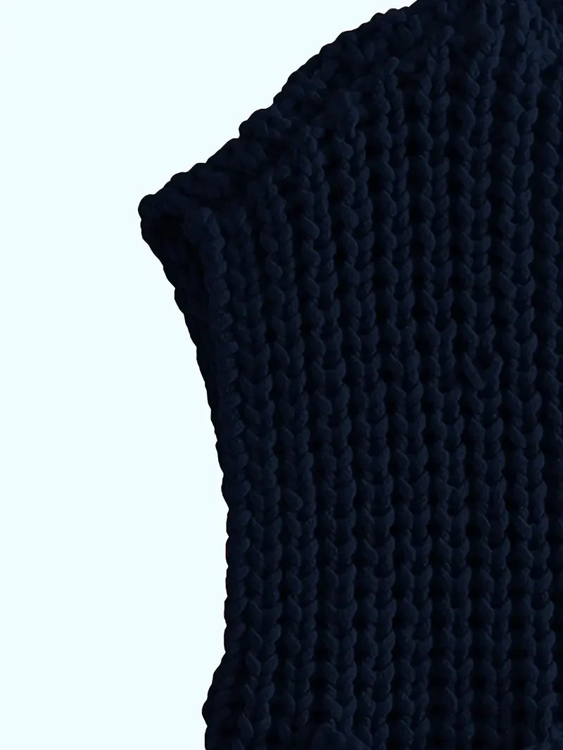 Κοντό πλεκτό γιλέκο με τσέπες και μανίκια - LA FEMME WANDERER