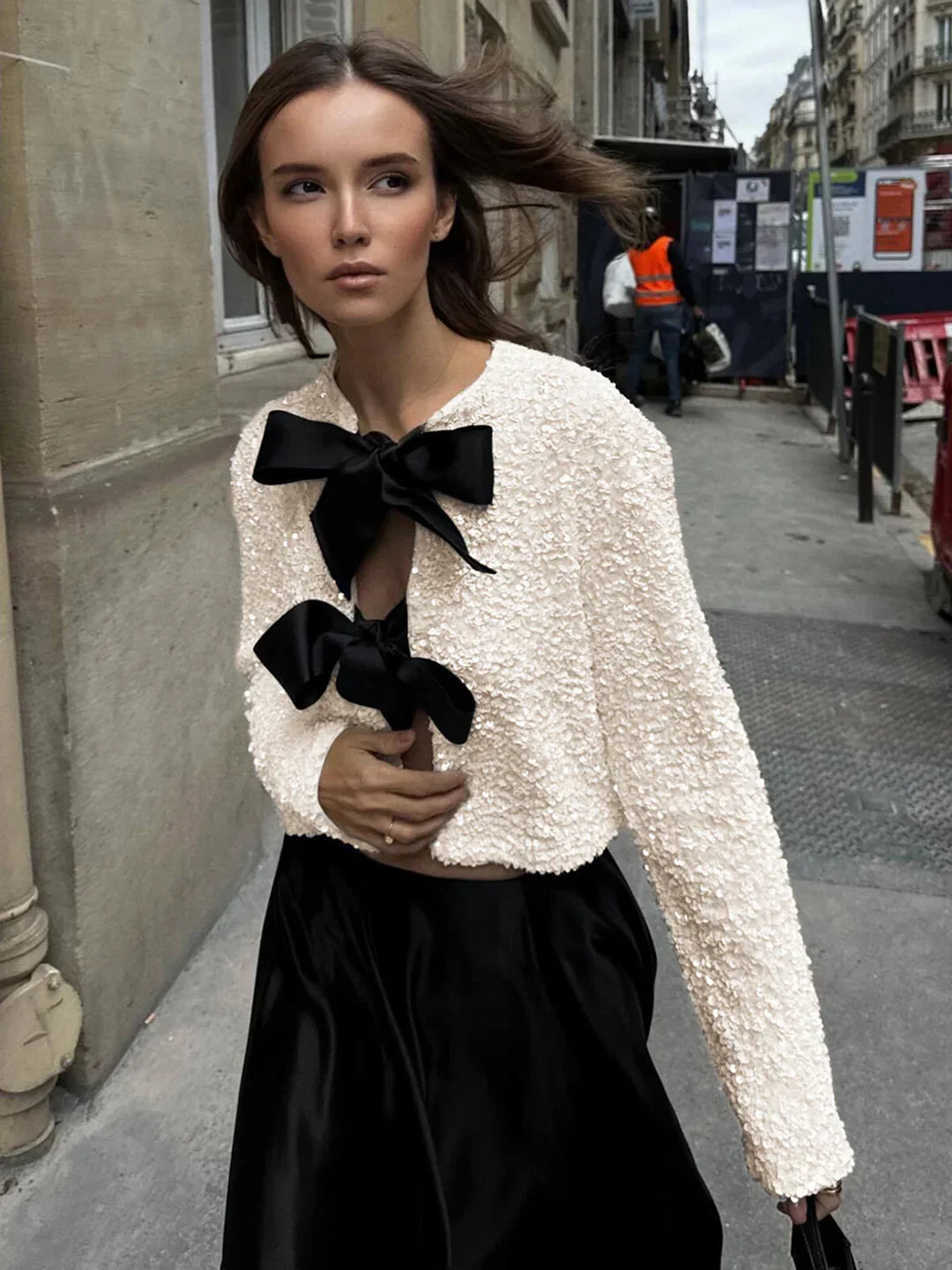 Μπλούζα με βελούδινο φιόγκο και πούλιες - LA FEMME WANDERER