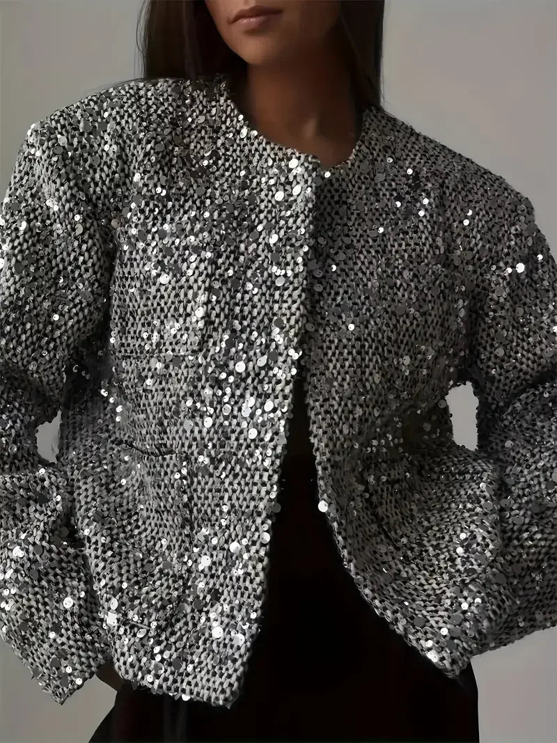 Elegant Tweed Sequined Jacket - LA FEMME WANDERER